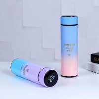 博思源男女孩儿童智能测温LED触摸显示保温杯温度杯-智能渐变粉色保温杯500ml
