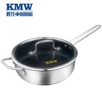 KMW捍卫者第四代不粘深煎锅24BKMWHWJ240001 304钢深煎锅平底锅不粘煎炒锅24cm 熔射不粘锅具复合底