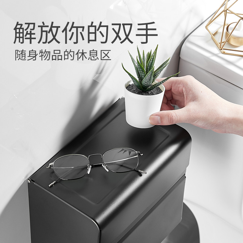 免打孔卫生间纸巾架防水厕所洗手间双层纸巾盒抽纸盒不锈钢卷纸盒|工程双层纸巾盒-镜面[打孔款]