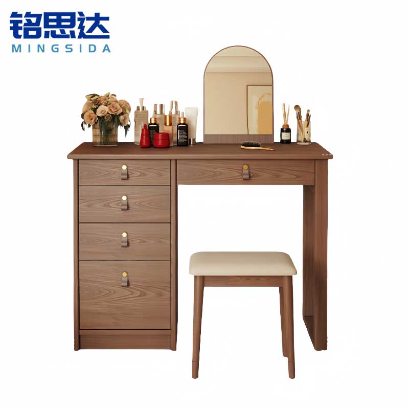 铭思达实木梳妆台80cm含镜凳套高清大图