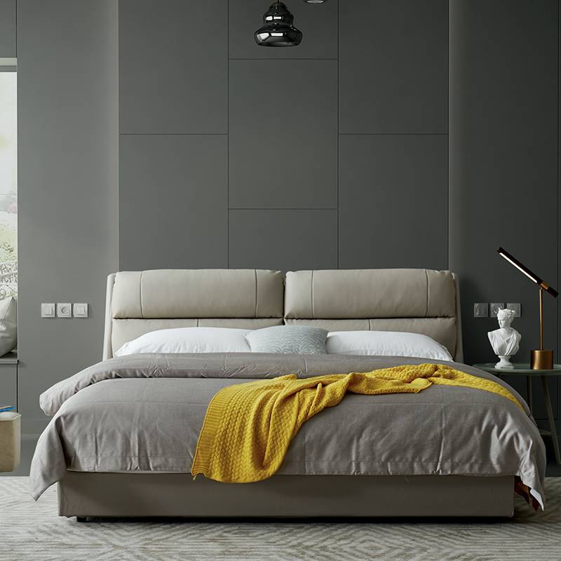 双虎家私皮床双人床北欧风18米轻奢ins网红床主卧高箱储物床rc30参数