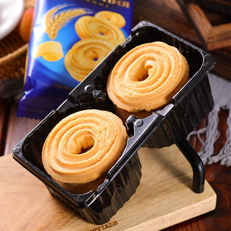 进口俄罗斯黄油曲奇饼干奶油牛奶味微甜酥脆英语早餐怀旧休闲零食