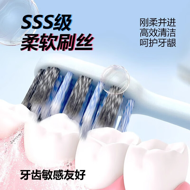 舒客宽头高密旋洁牙刷(粉蓝色)双支装(新老包装随机发)高清大图