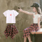 女童套装夏装2019新款时髦韩版女孩衣服红儿童洋气短袖两件套裙