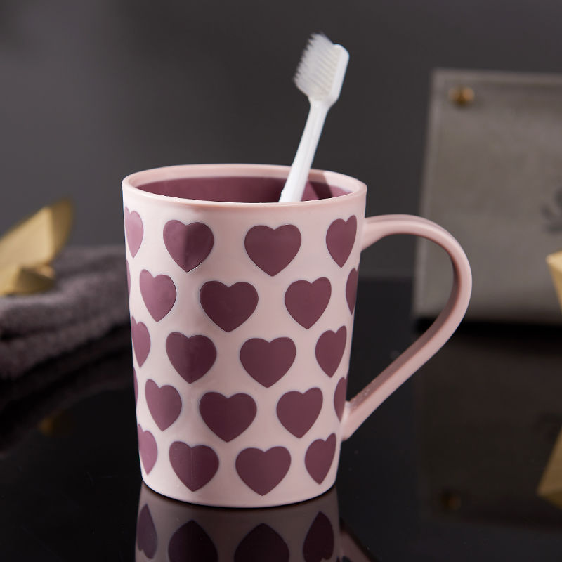 爱心双色杯家用漱口杯子洗漱杯加厚创意外形旅游必备刷牙杯|单个装