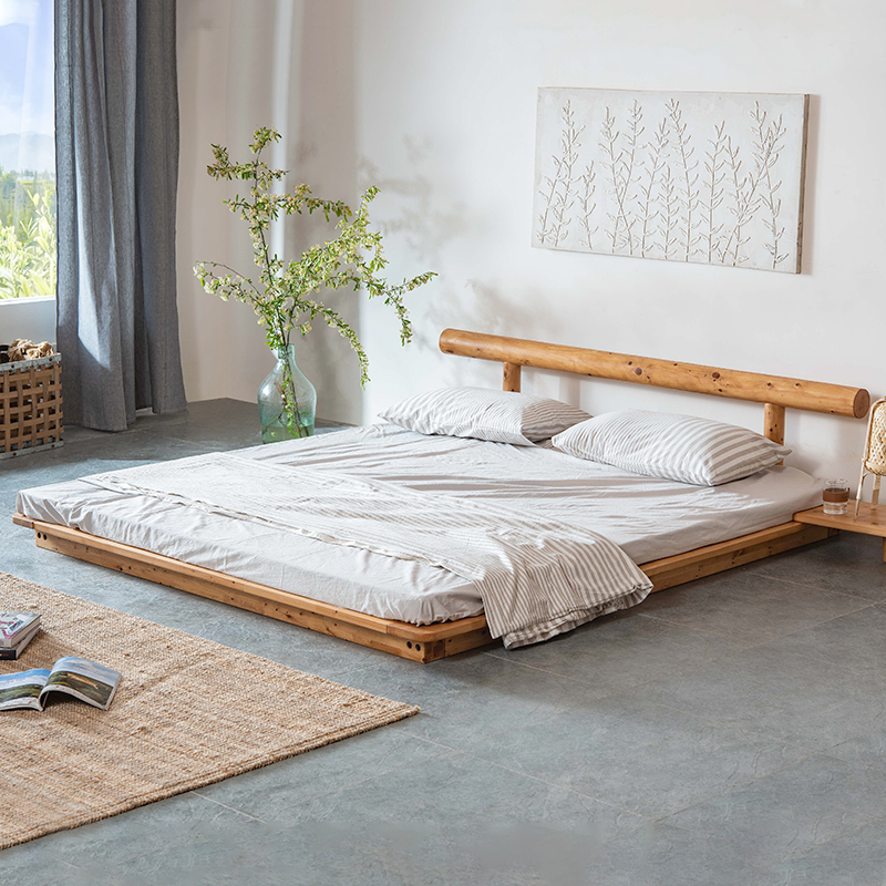 全实木榻榻米落地床原木15米双人床日式地台床矮床简约民宿家具