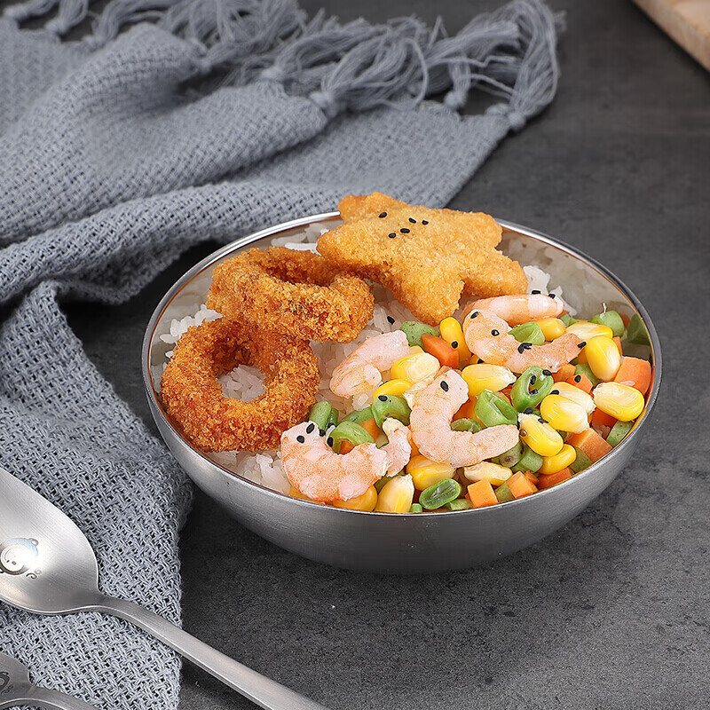 美厨(maxcook)304不锈钢碗 汤碗双层隔热 日式碗餐具面碗 14cm 2只装 MCWA4916