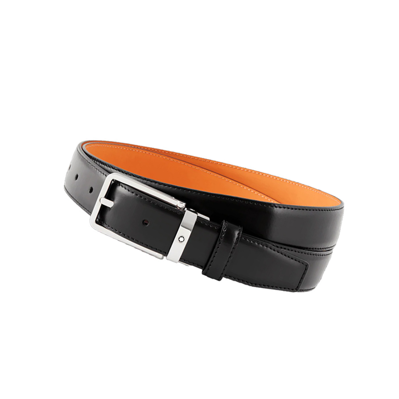 万宝龙montblanc黑色牛皮针扣商务腰带皮带118418