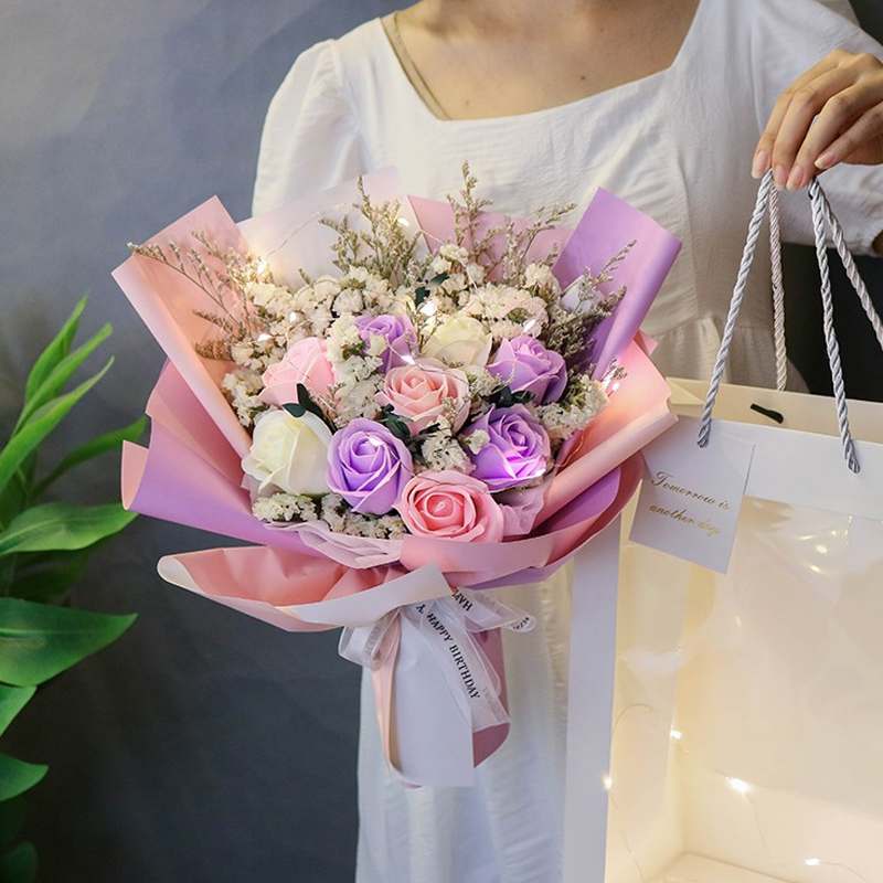 汇特益 香皂花干花束 紫玫+勿忘我【配礼袋】 35*25CM(单位:束)