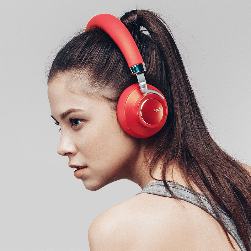 海威特(Havit)I18无线蓝牙耳机头戴式重低音降噪音乐通话3.5mm有线电脑安卓苹果手机耳麦 红色