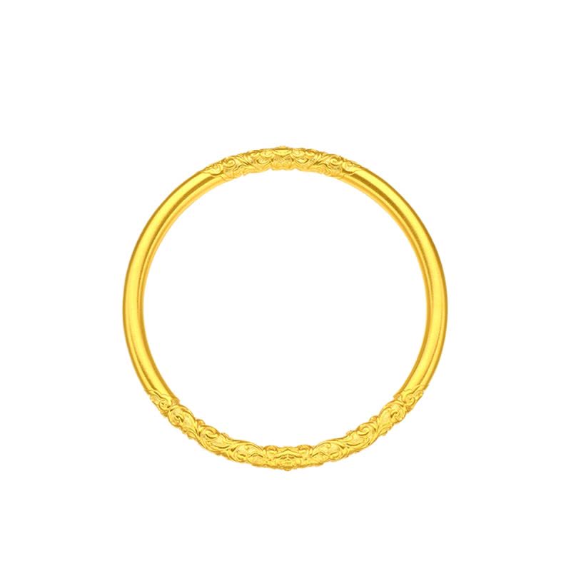 周大福 经典传承系列 足金黄金手镯寓意卷草纹(工费:3180计价)F233105图片