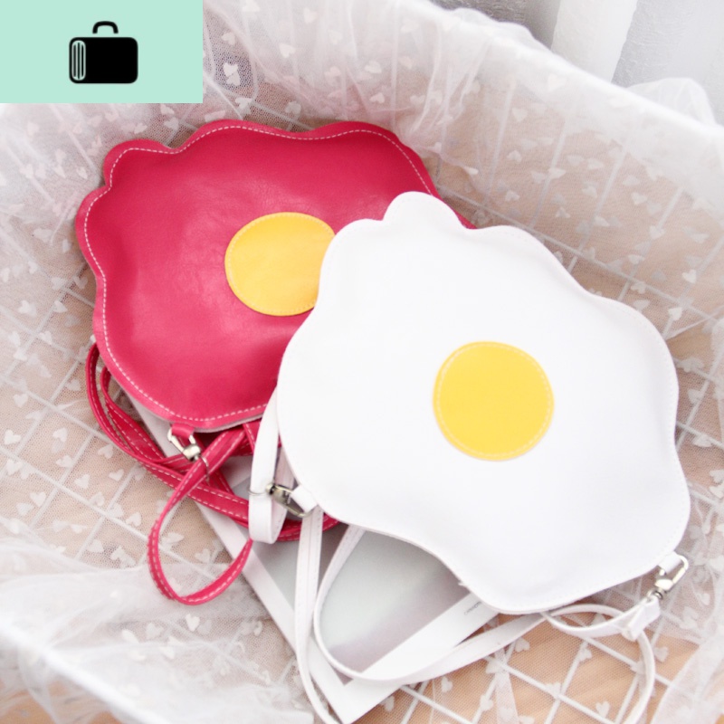 2019原宿荷包蛋斜挎包女包创意软萌趣味鸡蛋包饭零钱包可爱小包包NEW LAKE 白色高清大图