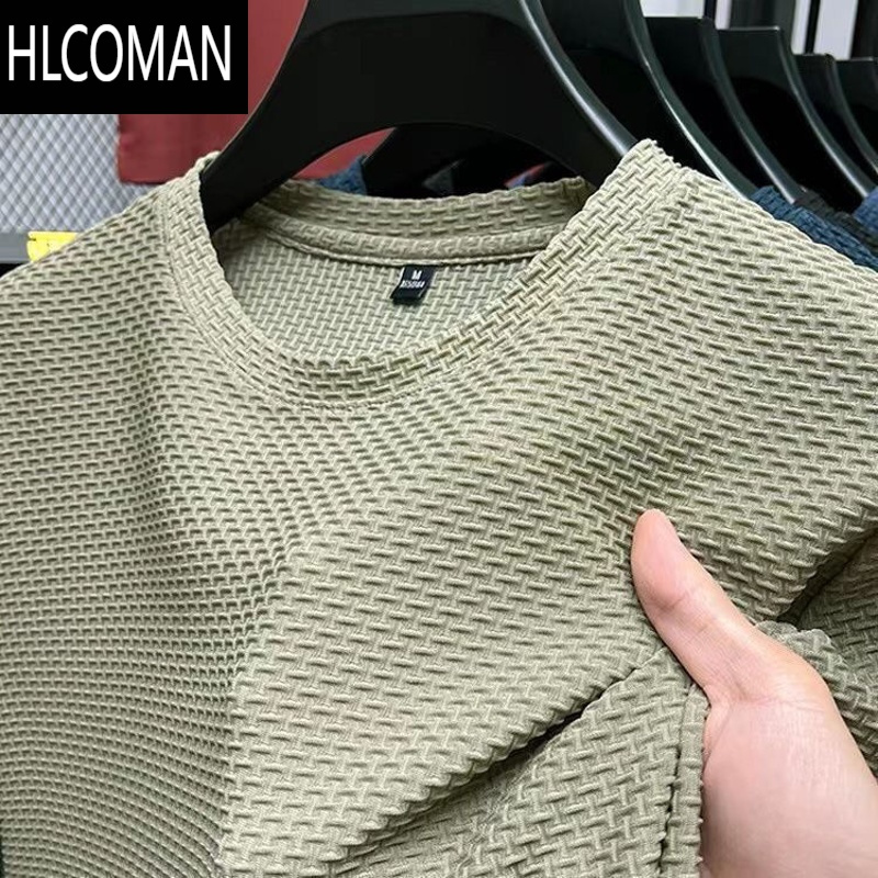 HLCOMAN冰丝速干男t恤夏季男士短袖网眼透气运动半袖大码跑步健身上衣服