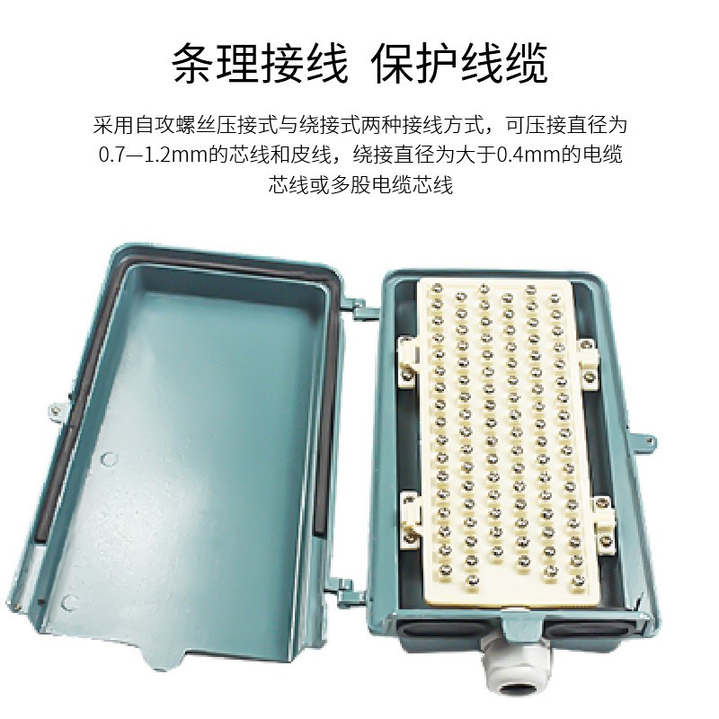 博扬(BOYANG)室外电话分线盒柱箱 50对大对数防水电话接线盒 语音电缆保护盒 蓝色 BY-FXH-B50高清大图