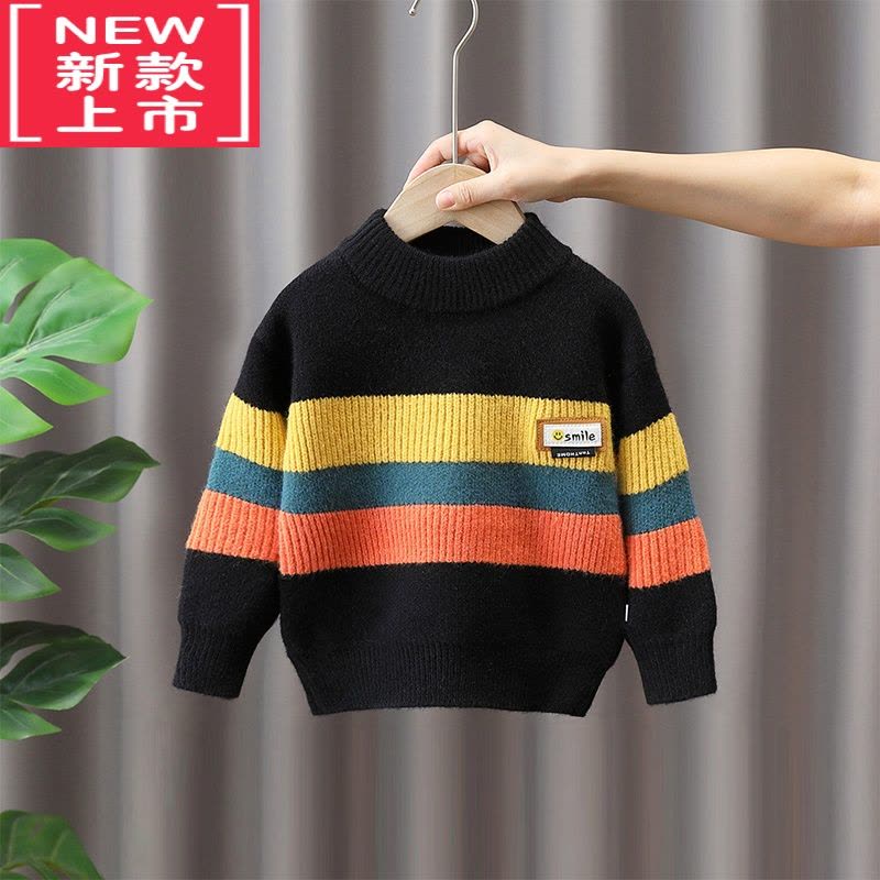 可莉允男童毛衣秋冬款2022新款儿童加绒毛线衣帅宝宝男孩加厚洋气潮冬季图片