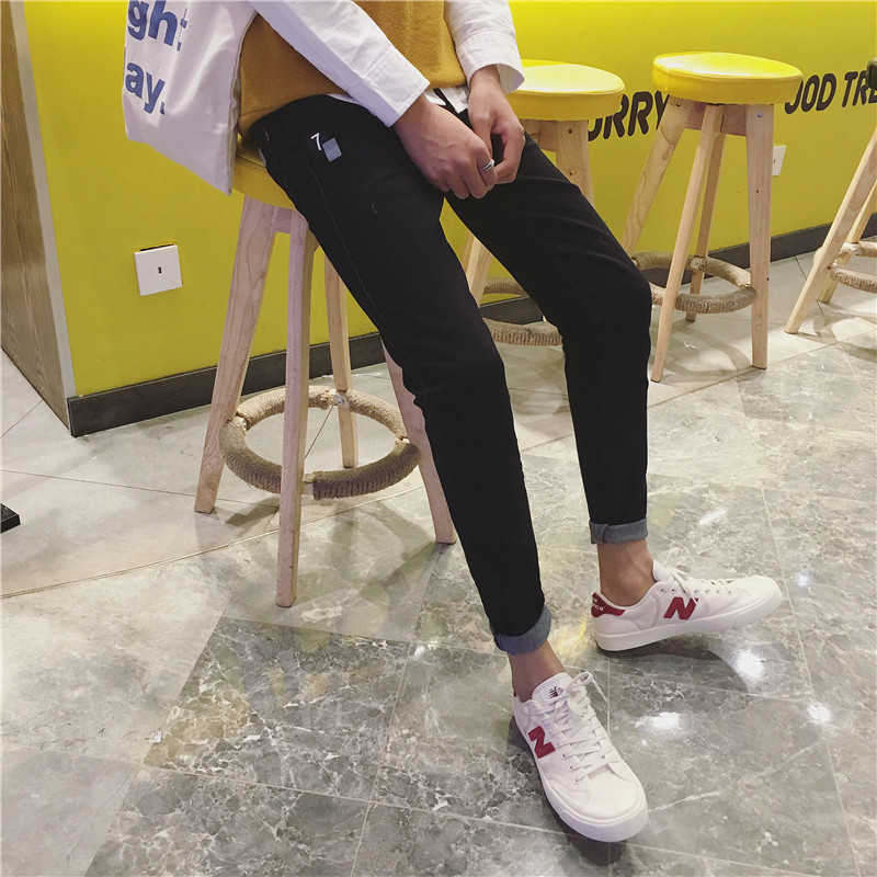 2018春季新品男款牛仔裤休闲时尚破洞牛仔裤子青年修身小脚男长裤
