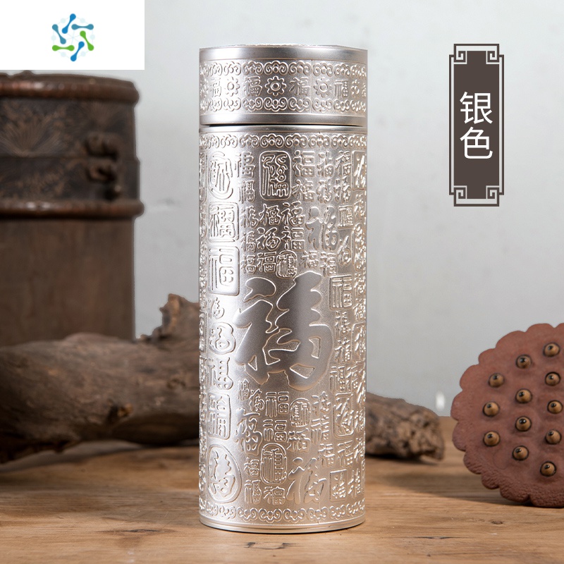 百福图足银保温杯男女士银杯子999银内胆银水杯茶杯礼品杯 三维工匠