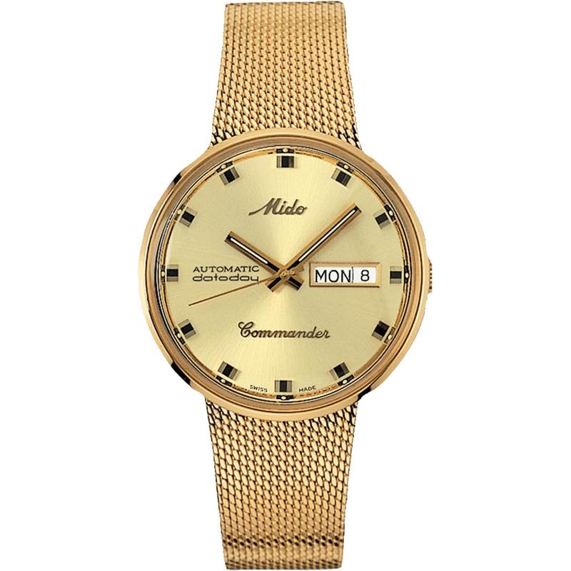 Mido男手表自动上链商务腕表Commander 1959日历显示经典复古高清大图