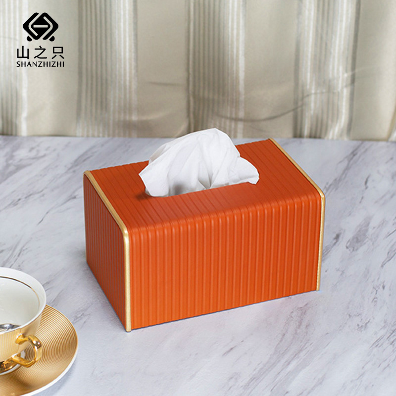 山之只 金边罗马柱纹纸巾盒 19*13*9cm 个高清大图