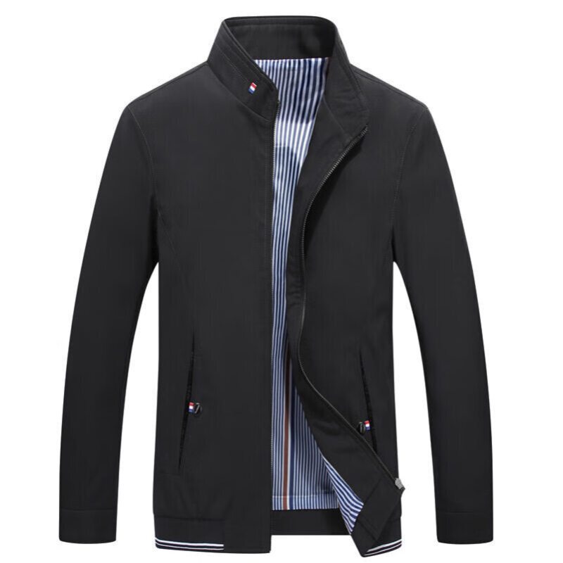 罗蒙春秋装新男士外套休闲大码宽松中年爸爸装立领夹克男装上衣