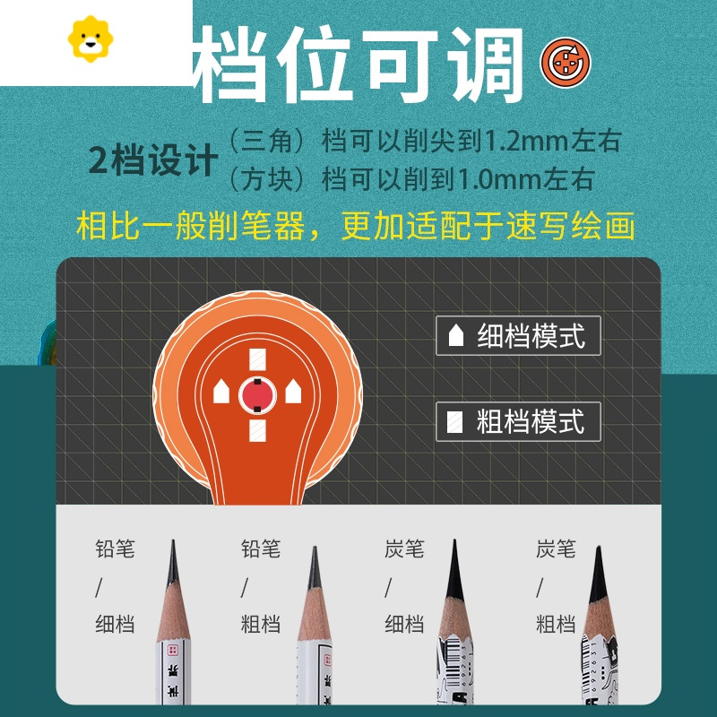 喻娄削笔器削笔器削笔刀转笔刀素描炭笔铅笔书写专业美术生专用用便携小型刨笔机彩色铅笔手摇小学生 ?新品?削笔器[适合美术速