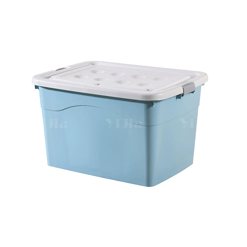 翌嘉YJ4120516 塑料收纳箱带盖子储物整理箱存放箱 蓝色 705*510*420高清大图