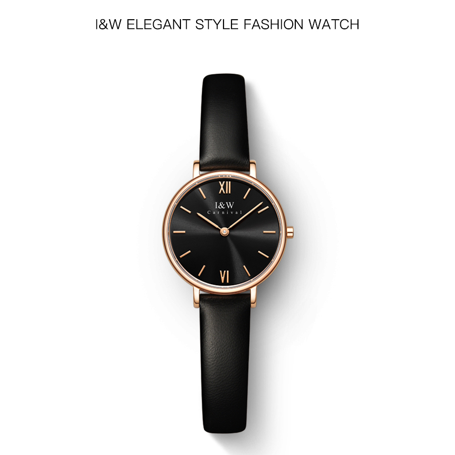 瑞士品牌爱沃驰i&w carnival石英表 女表简约气质手表轻奢时尚女士