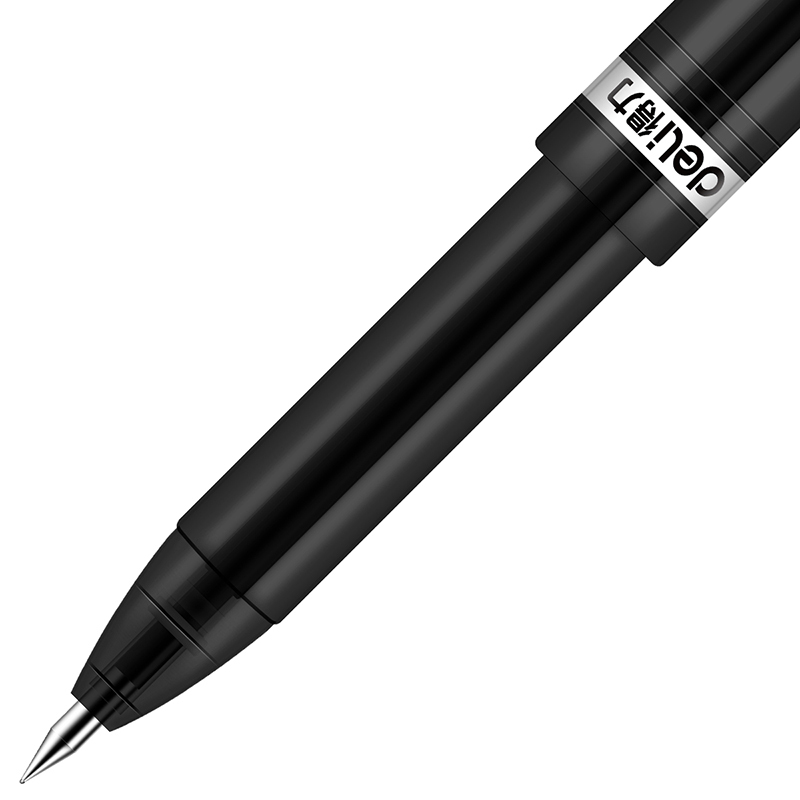 得力(deli)S33大容量中性笔 黑色水笔签字笔 碳素笔12支/盒 0.5MM/0.7mm 黑色大容量中性笔0.5mm