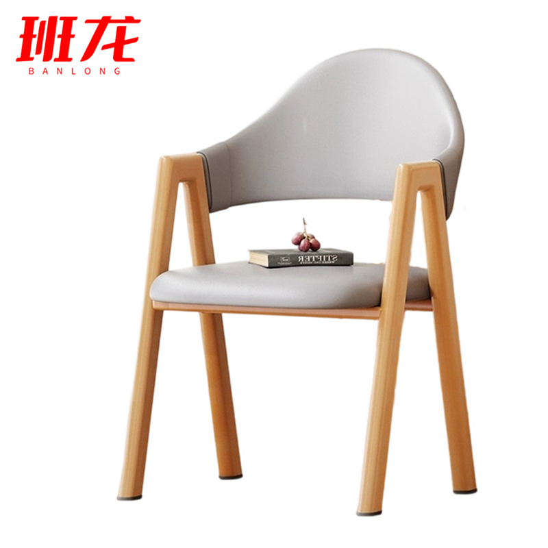 班龙餐椅浅灰色把高清大图