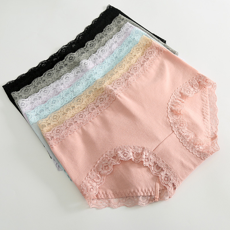 女士内裤无痕抗菌全棉裆中腰包臀性感蕾丝无痕少女式棉短裤三角裤