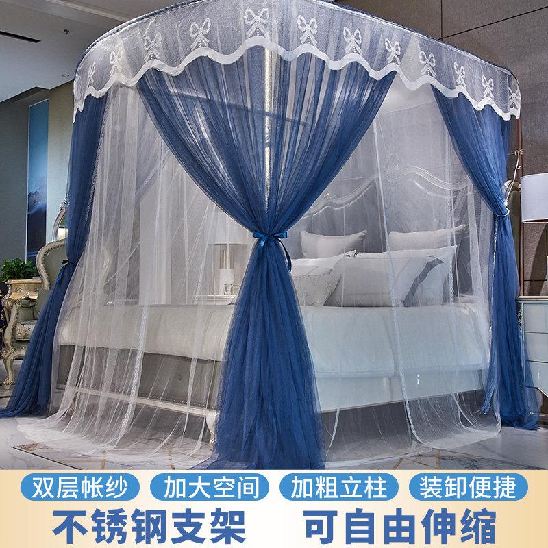 美帮汇双层公主床上蚊帐1.8m1.5米床家用免安装支架可伸缩杆u型加密加厚高清大图