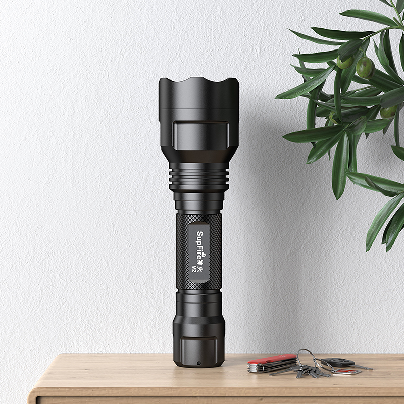 神火m2强光手电筒保安巡逻多功能骑行防水usb可充电户外工作照明灯