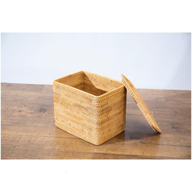 北欧手编无印藤编编日式玩具杂物桌面简约收纳储物盒框实木箱子 三维工匠高清大图