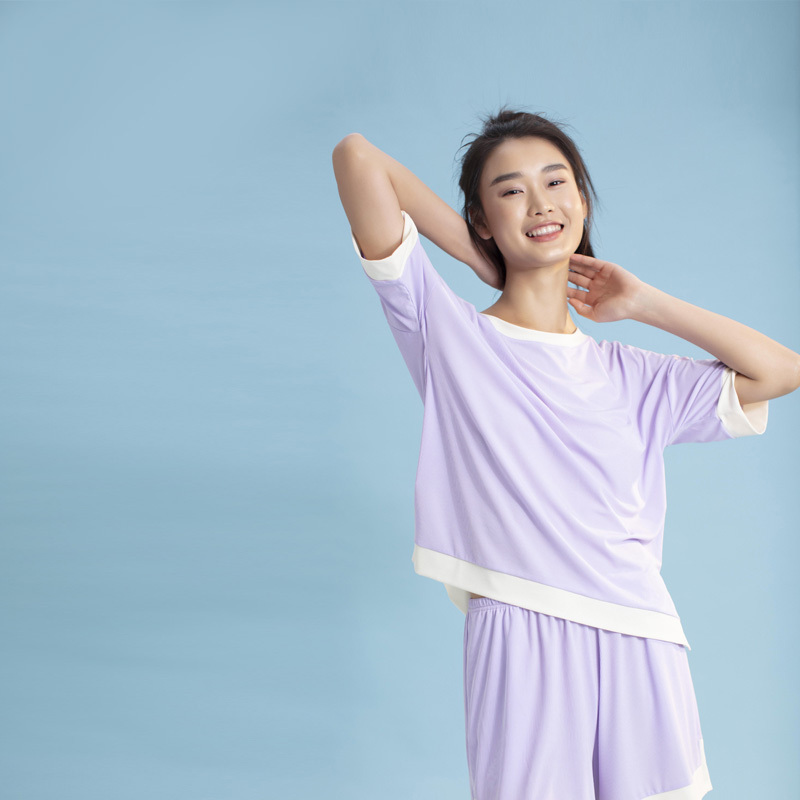 猫人雪糕服睡衣女夏季冰丝短袖短裤套装无痕凉爽宽松休闲女款家居服