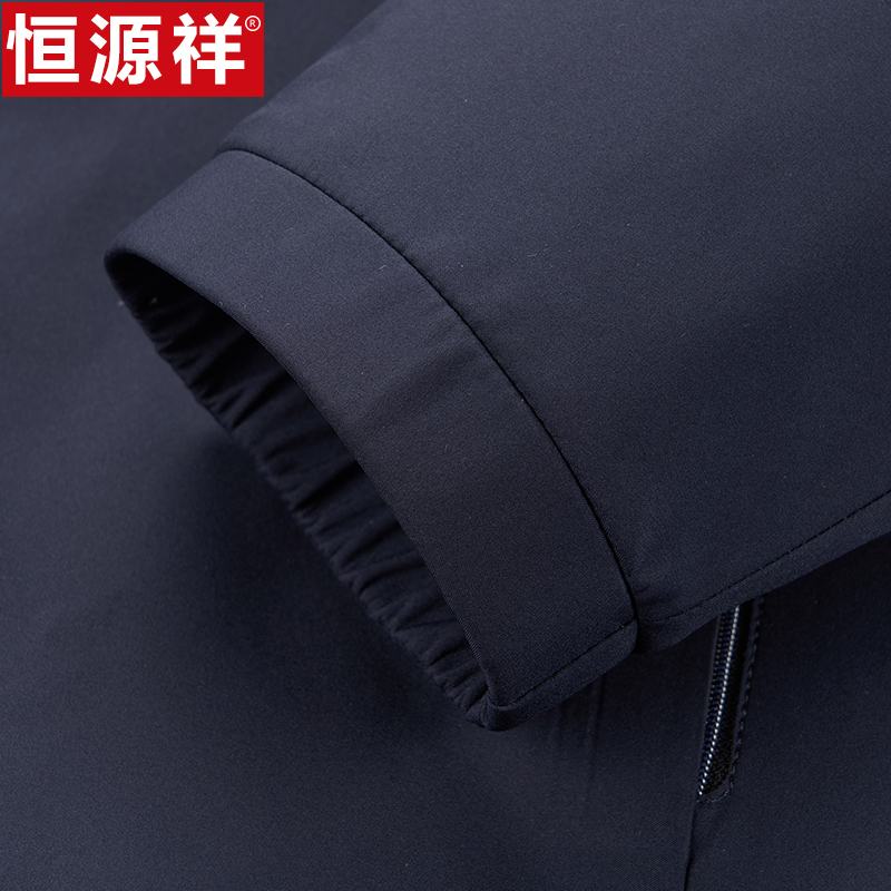 恒源祥棉衣男夹克中老年爸爸装加厚棉服秋冬季桑蚕丝连帽棉袄外爸高清大图