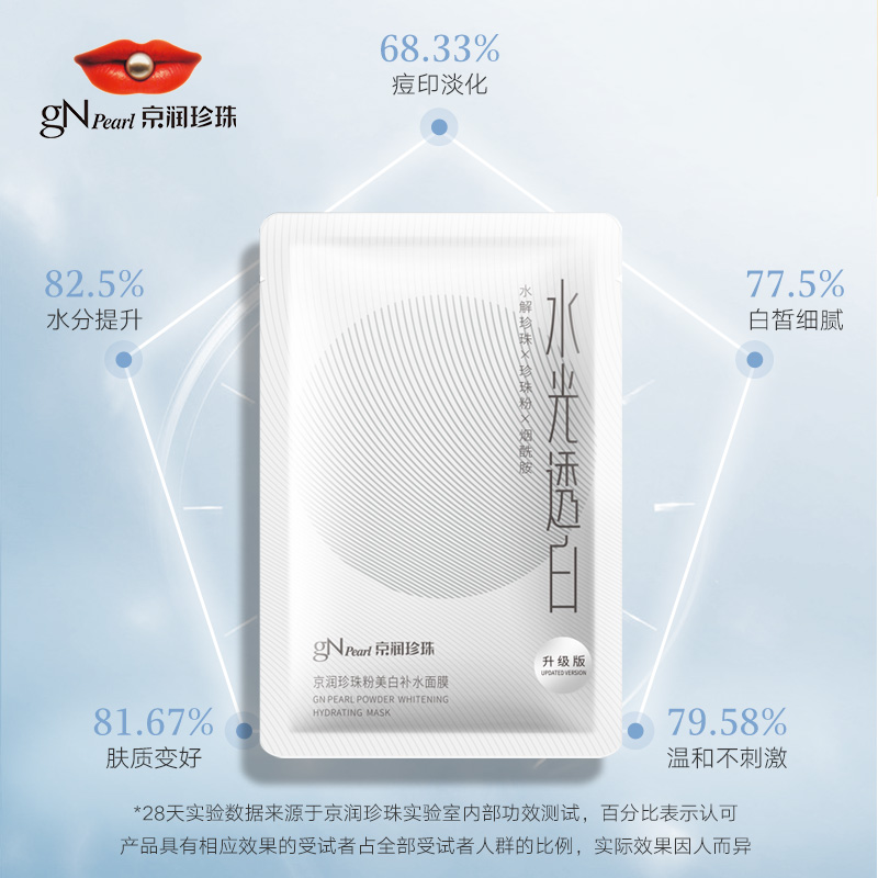 京润珍珠(gNPearl)Mei白 补水面膜 25g*7片 补水 保湿 珍珠 粉面膜贴 学生 男女士 通用 提亮肤色高清大图