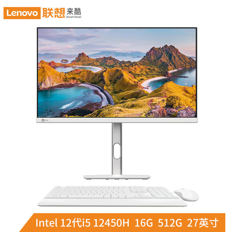 联想(Lenovo)来酷2729一体机台式机电脑27英寸升降(i5-12450H 16G 512G Windows11) 白高清大图