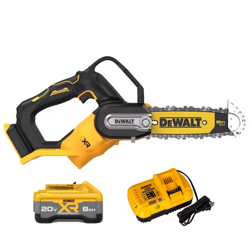 得伟20V锂电无刷8寸修枝链锯（DCMPS520+8.0X1+DCB118）套高清大图