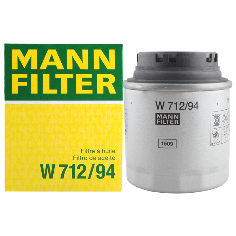 曼牌(MANN)机滤W712/94适配迈腾/朗逸/途安/途观(5N)/甲壳虫/尚酷3/伊比飒/奥迪A1/进口A3