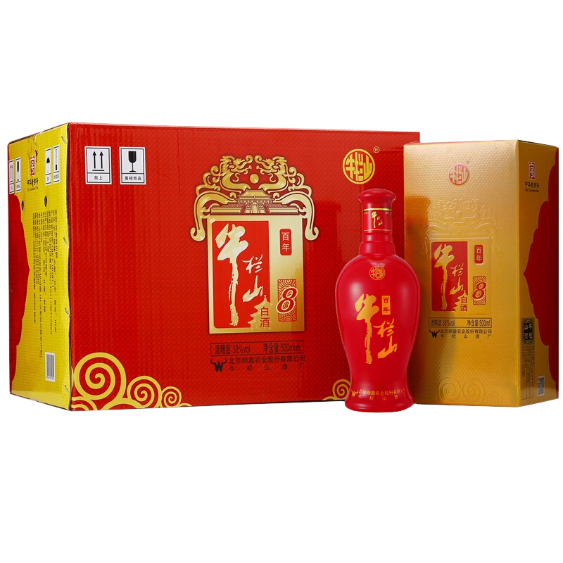 牛栏山 百年红8 38度 500ml*6瓶 浓香型白酒 整箱装高清大图