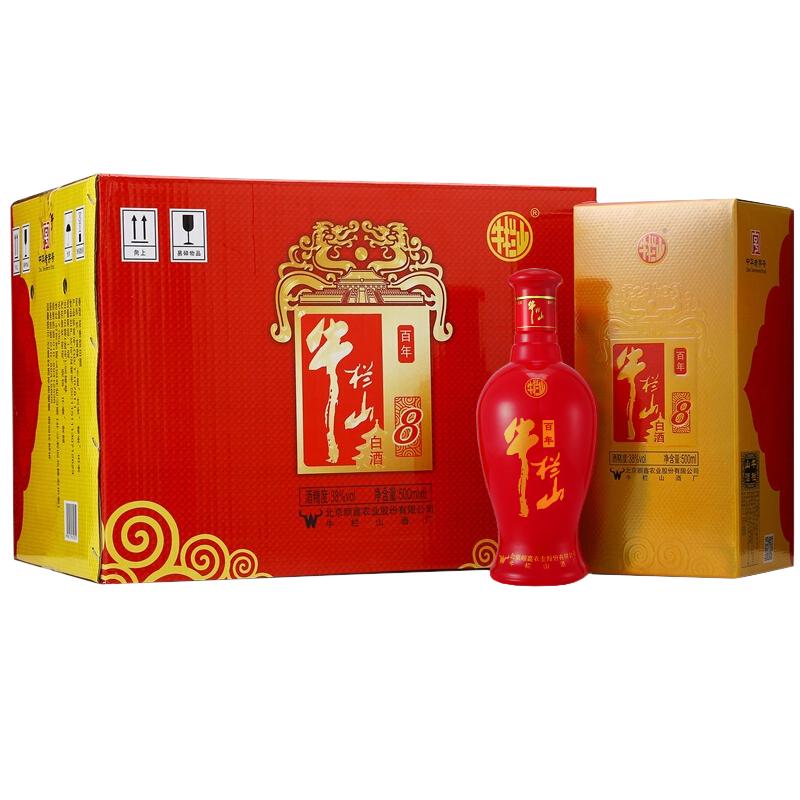 牛栏山 百年红8 38度 500ml*6瓶 浓香型白酒 整箱装