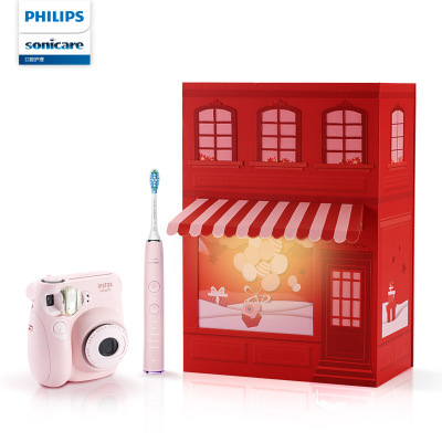 飞利浦(Philips)电动牙刷情侣礼盒拍立得相机情人节礼物钻石亮白智能型牙刷成人充电声波震动式HX9924/22CBP