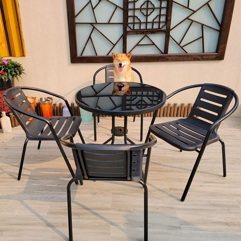 户外阳台桌椅 休闲庭院座椅室外花园餐桌椅 简约现代 铁艺家具高清大图