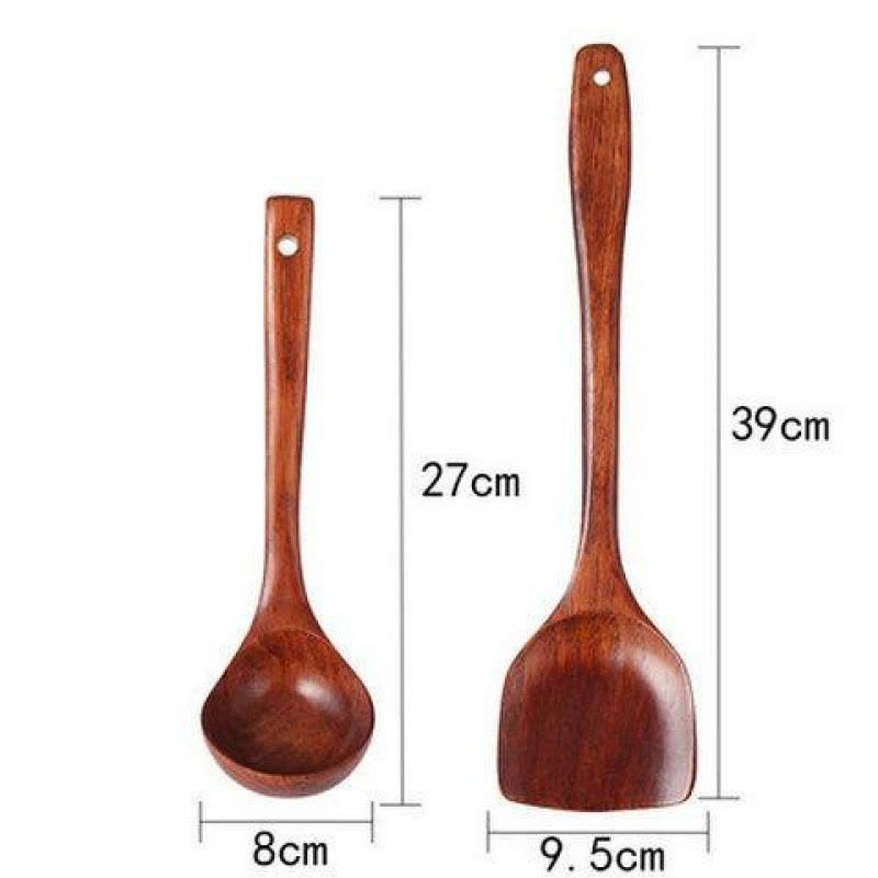 可高温长柄木铲子炒菜锅铲实木家用不粘锅饭铲汤勺木勺子套装厨具 敬平 锅铲+汤勺图片