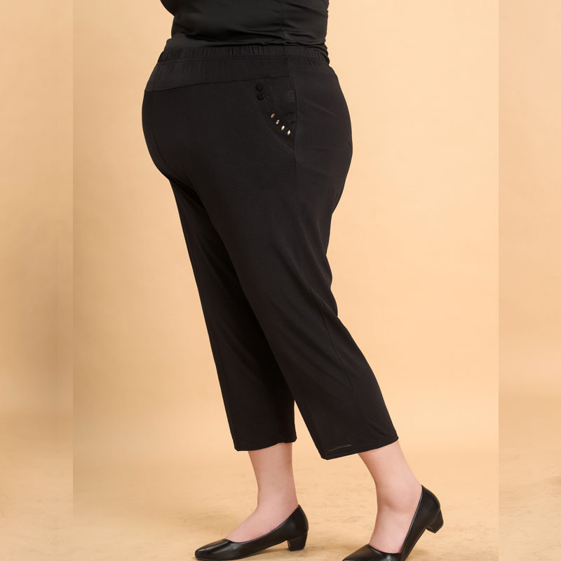 黑色 xl 200斤加肥加大码裤子中老年女装胖妈妈特大号奶奶夏季弹力九