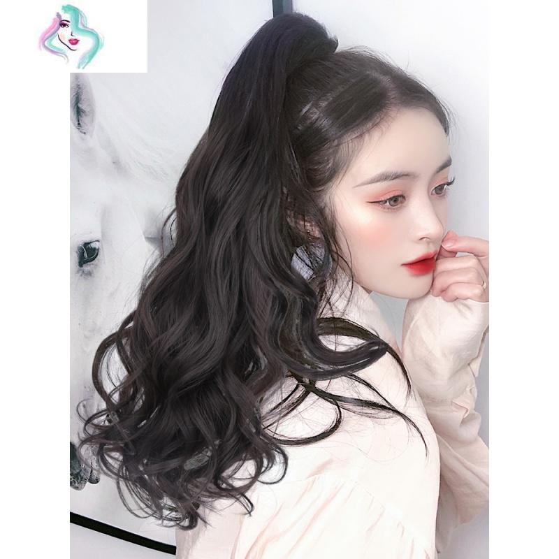 女长发烫发马尾抓夹浪网红自然高马尾梨花长卷发假假发