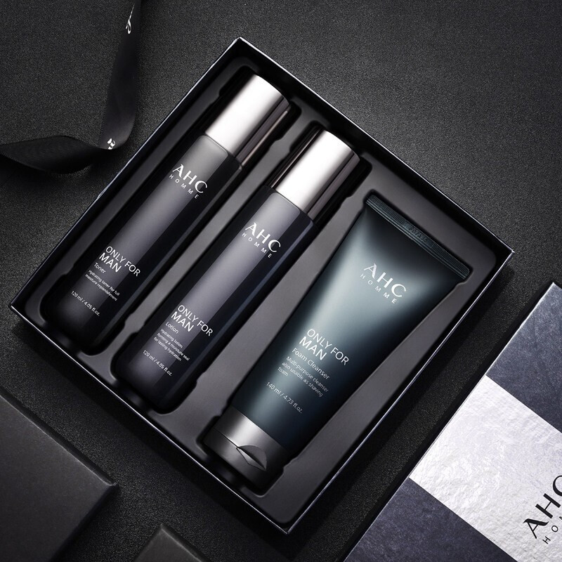 韩国AHC男士护肤套装礼盒黑豆水乳套装护肤品保湿控油祛痘水乳护肤礼盒洁面三件套高清大图