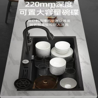 古达枪灰色304不锈钢厨房水槽大单槽台下式洗菜盆家用洗碗槽洗菜池