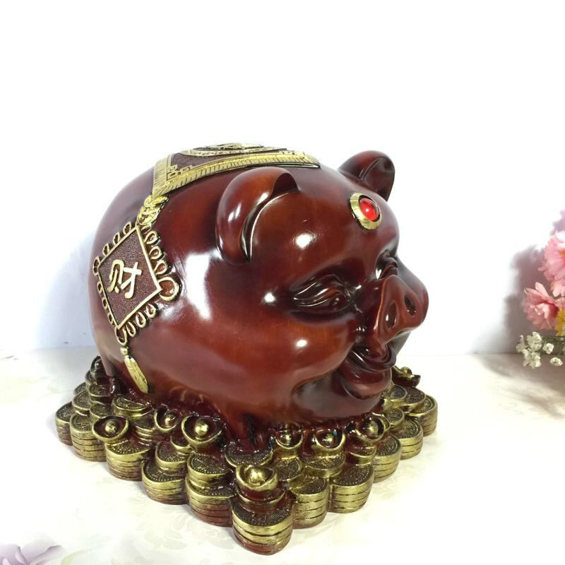 超大号金猪存钱罐仿红木猪储钱罐家用储蓄罐创意生肖摆件儿童 三维工匠 元宝猪《存5000硬币》可存可取高清大图