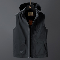 JPDUN春秋新款男士工装马甲春秋钓鱼摄影休闲速干马夹外套 4XL 黑色